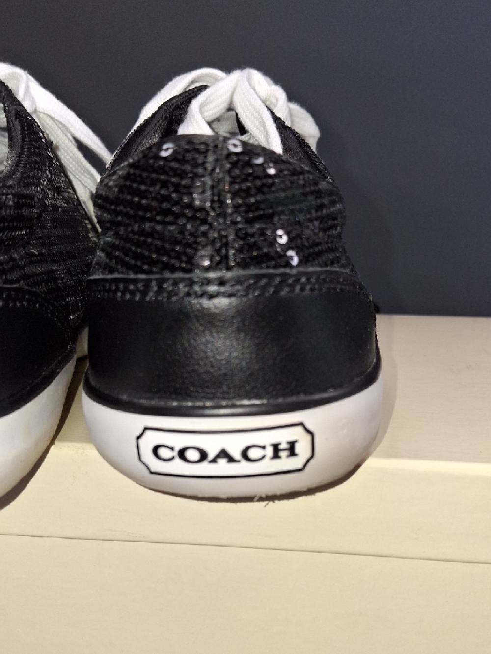 Vintage Coach Black and White Low-Top Sequin Sneakers - Picture 10 of 17